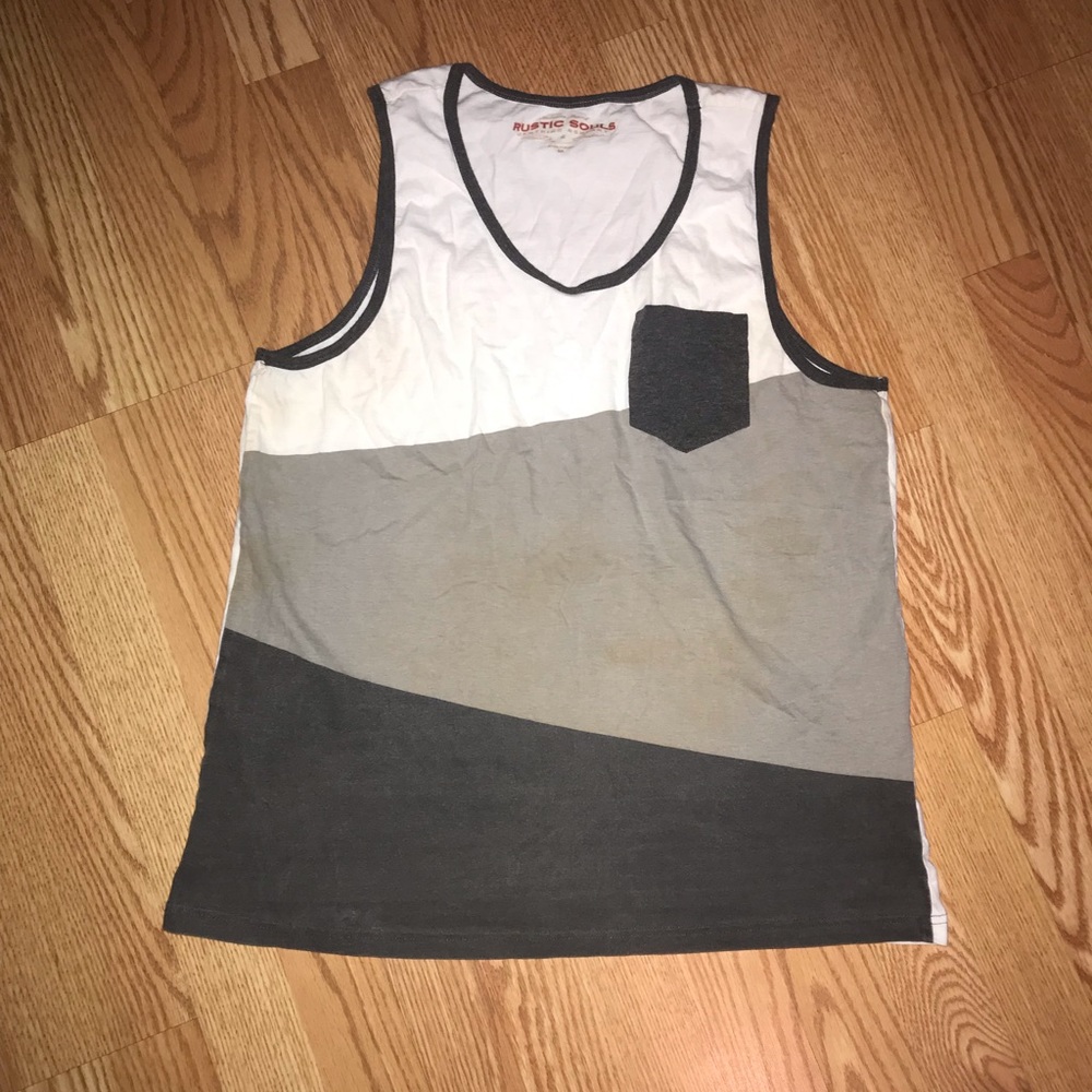 Men’s Tank Top / Size: Medium. Gray and White